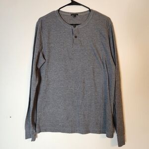 Theory Men's Henley Gray Thermal in Size Large